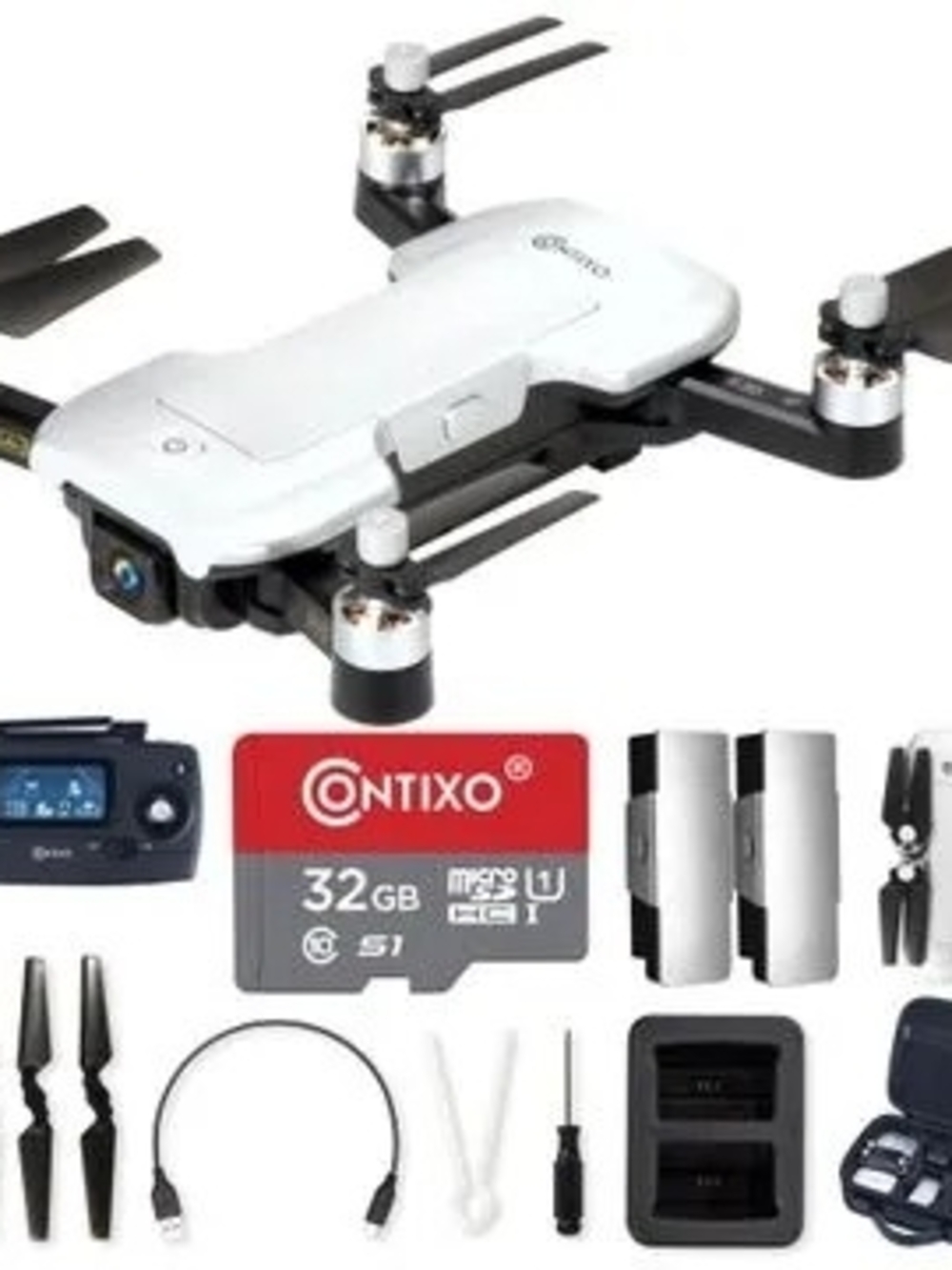 White Foldable Camera Drone with 32GB Card